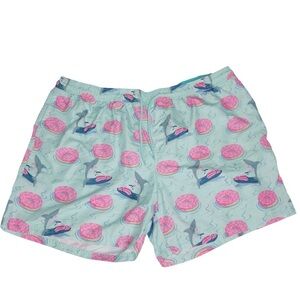 No Boundaries Men’s‎ Swim Trunks Shark & Donut Print Size 3XL
